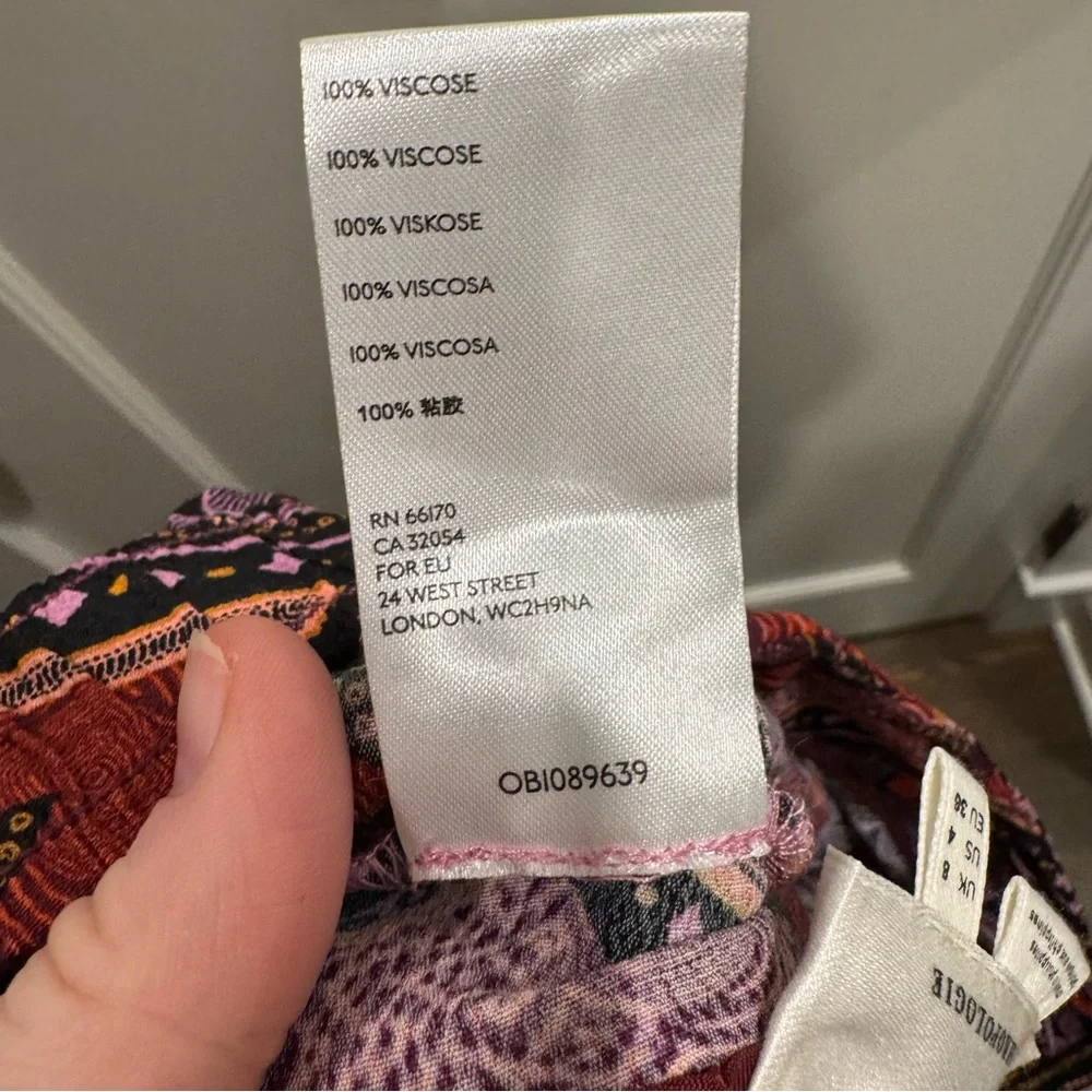 Anthropologie Layla Wide Leg Pull On Pants Size 4 Purple Boho Beachy Summer Crop - Picture 10 of 11